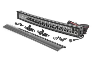 LED Light Bar - Rough Country - 30 Inch Curved Dual Row with Cool White DRL - Black
